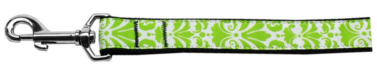 Damask Lime Green Nylon Dog Leash 3/8 inch wide 4ft Long